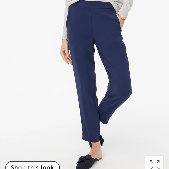 J by J Crew Jamie pant w elastic waist trousers sz 2 navy blue - Picture 6 of 9